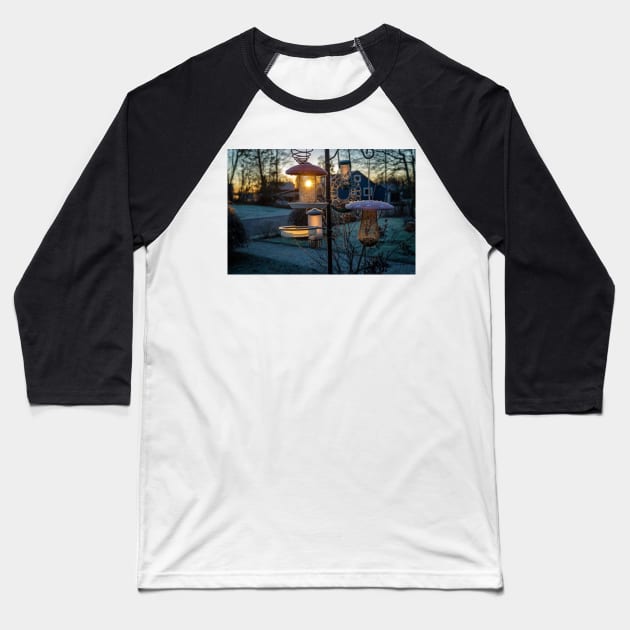 the birds are not yet up, when the beautiful sunrise that shines on the birds dining table Baseball T-Shirt by connyM-Sweden